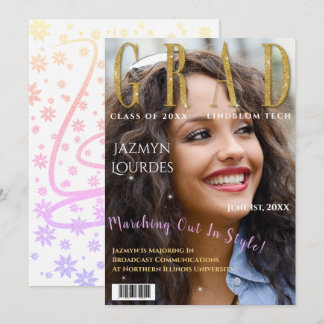 Graduate Magazine Cover Photo Graduation  Announcement