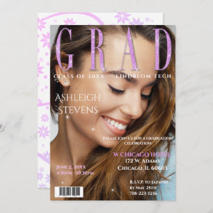 Graduate Magazine Cover Photo Graduation Party Inv Invitation