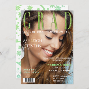 Graduate Magazine Cover Photo Graduation Party Invitation