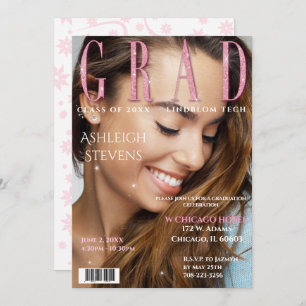 Graduate Magazine Cover Photo Graduation Party Invitation