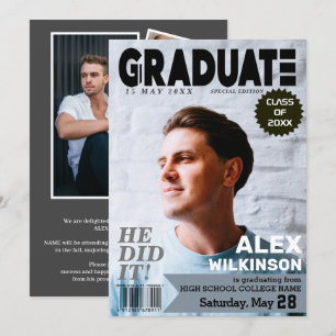 GRADUATE Magazine Cover Style Chic 5 Photo Collage Announcement