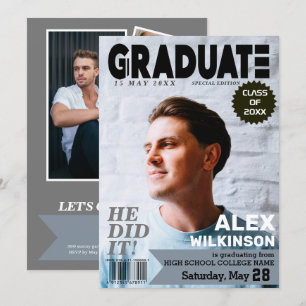 GRADUATE Magazine Cover Style Trendy 5 Photo Invitation