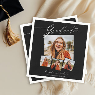 Graduate Minimalist Photo Grad Party Napkin