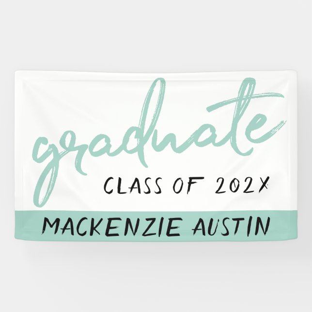 Graduate Mint Green | Playful Sage Trendy Script Banner (Horizontal)