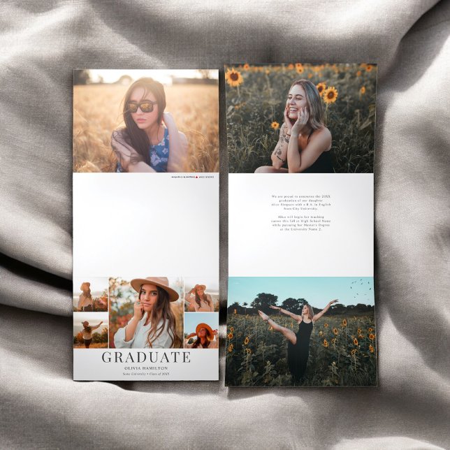 Graduate Modern 11 Photo Tri-Fold Announcement (Creator Uploaded)