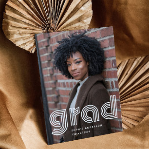 Graduate Modern Disco Typography and Two Photos Invitation