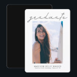 Graduate Modern Graduation Photo Announcement<br><div class="desc">Modern and simple graduation announcement card template for high school or college graduates! Black and white with a custom photo with text on top that says "graduate" in modern script. Customise this product by adding the graduate's name,  school,  graduation date. Elegant and trendy design for the minimalists.</div>