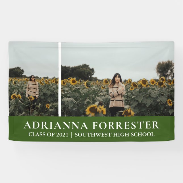 Graduate Modern Green | Two Photos Banner (Horizontal)