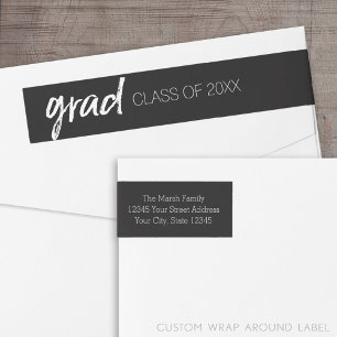 Graduate Modern Lettering Grad 2018 Wrap Around Label