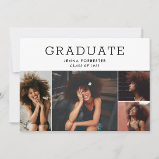 Graduate Modern Minimal Script Photo Collage Invitation