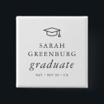 Graduate Modern Minimalist Simple Chic Graduation 15 Cm Square Badge<br><div class="desc">Design is composed of serif typography on a simple background. 

Available here:
http://www.zazzle.com/store/selectpartysupplies</div>