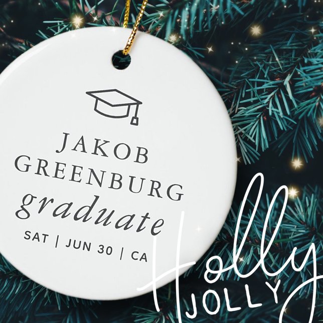 Graduate Modern Minimalist Simple Chic Graduation Ceramic Tree Decoration (Creator Uploaded)