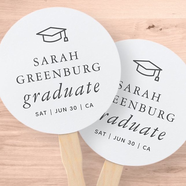 Graduate Modern Minimalist Simple Chic Graduation Hand Fan (Creator Uploaded)