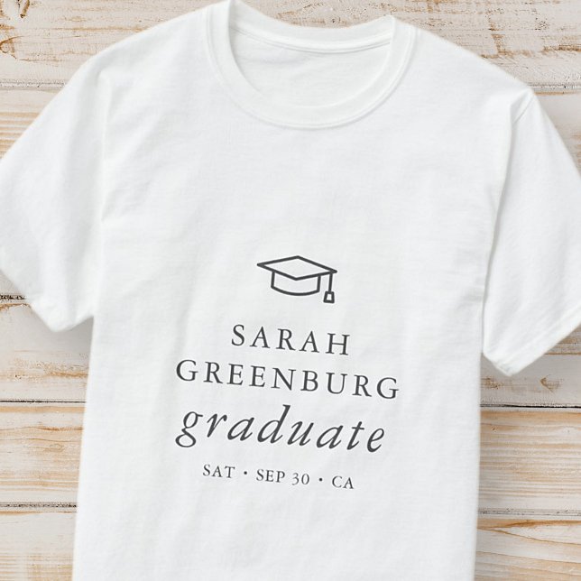 Graduate Modern Minimalist Simple Chic Graduation T-Shirt (Creator Uploaded)