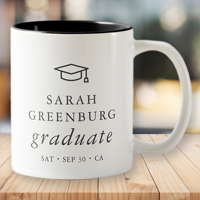 Graduate Modern Minimalist Simple Chic Graduation Two-Tone Coffee Mug (Creator Uploaded)