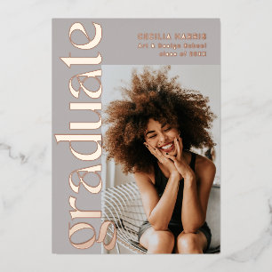 Graduate Modern Rose Gold Photo Graduation Foil In
