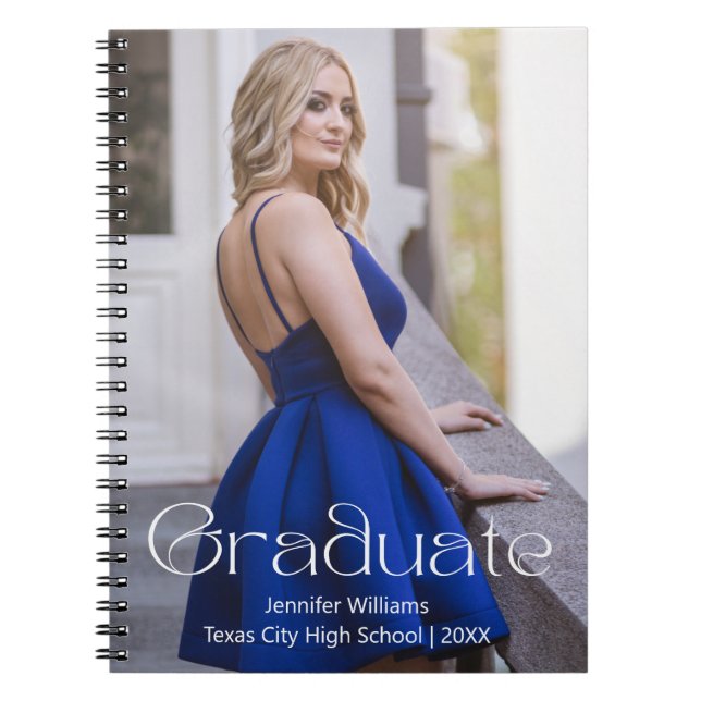 graduate modern script photo graduation guest book (Front)