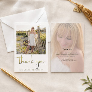 Graduate Modern Simple Calligraphy Gold Thank You Card