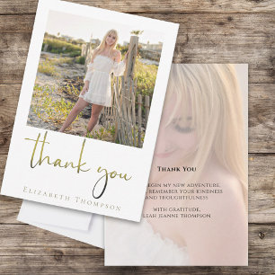 Graduate Modern Simple Calligraphy Gold Thank You Card