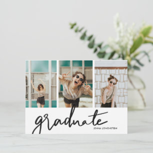Graduate Modern Three Photos Graduation Party Invitation