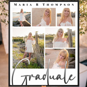 Graduate Multi Photo Collage Modern Script Poster