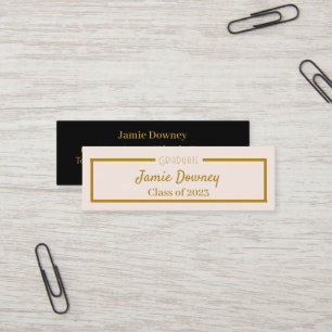 Graduate Name Card Black, Pink & Gold Modern