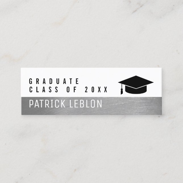 Graduate name, elegant class of, black & white calling card (Front)