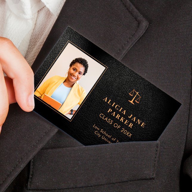 Graduate name law school graduation photo business card (Creator Uploaded)