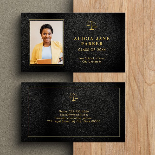 Graduate name law school graduation photo business card (Creator Uploaded)