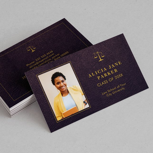 Graduate name law school graduation photo business card (Creator Uploaded)