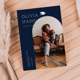 Graduate Name Navy Blue Graduation Announcement