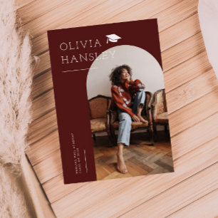 Graduate Name Red Arch Graduation Announcement