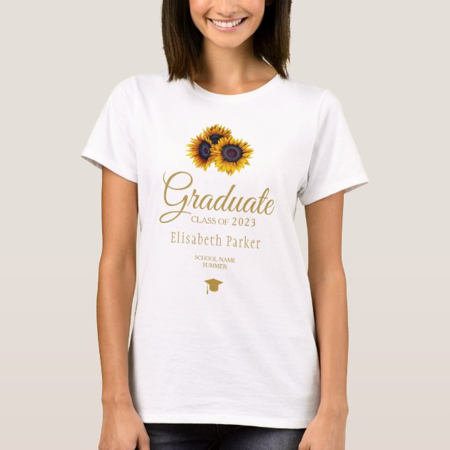 Graduate name rustic floral elegant graduation T-Shirt (Front)