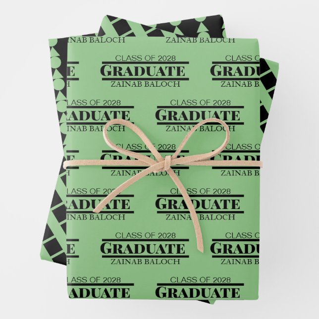 Graduate Name Script Geometric Wrapping Paper Sheet (In situ)