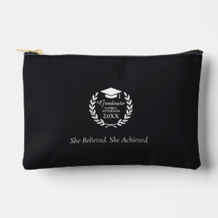 Graduate Name & Year Emblem Laurel Wreath Black Accessory Pouch