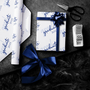Graduate Navy Script   Dark Blue Brush Keepsake Wrapping Paper