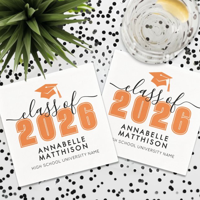 Graduate Orange Graduation Napkin (Graduate OrangeGraduation Napkins)