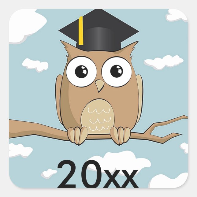 Graduate Owl  Square Sticker (Front)