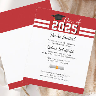 Graduate Party 2026 Red Graduation Invitation