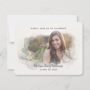 Graduate Party 4 Photo Script Watercolor Invitation