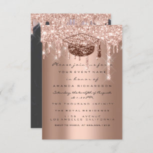 Graduate Party Glitter Drips Rose Photo Student Invitation