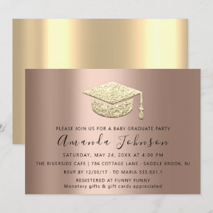 Graduate Party Student Rose Gold Graduate Cap Invitation
