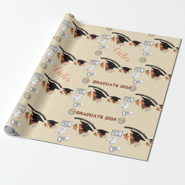 graduate party unisex simple wrap wrapping paper (Unrolled)