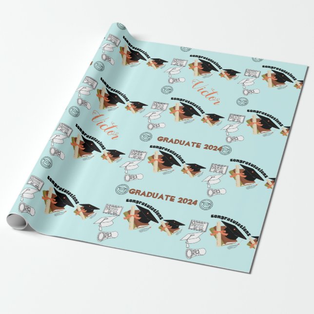 graduate party unisex simple wrap wrapping paper (Unrolled)