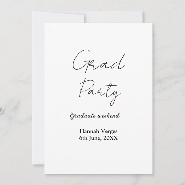 GRADUATE PARTY WEEKEND NAME DATE SIMPLE STYLISH INVITATION (Front)