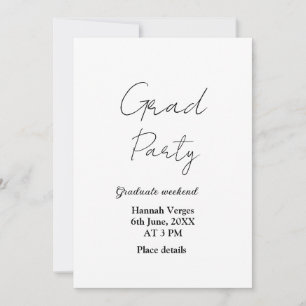 GRADUATE PARTY WEEKEND NAME DATE SIMPLE STYLISH INVITATION