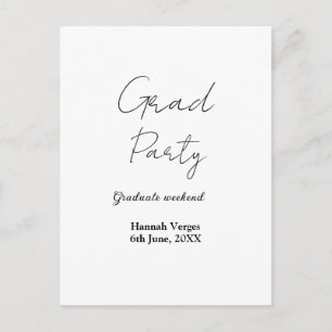 GRADUATE PARTY WEEKEND NAME DATE SIMPLE STYLISH POSTCARD