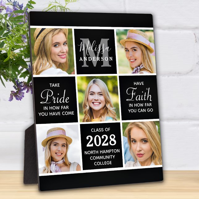 Graduate Personalised Modern 5 Photo Graduation  Plaque (Creator Uploaded)