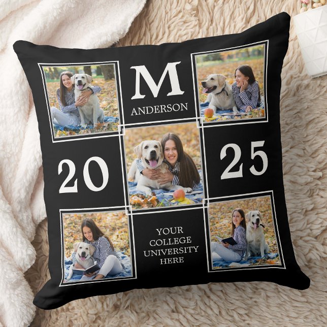 Graduate Personalised Monogram Photo Collage Cushion (Creator Uploaded)