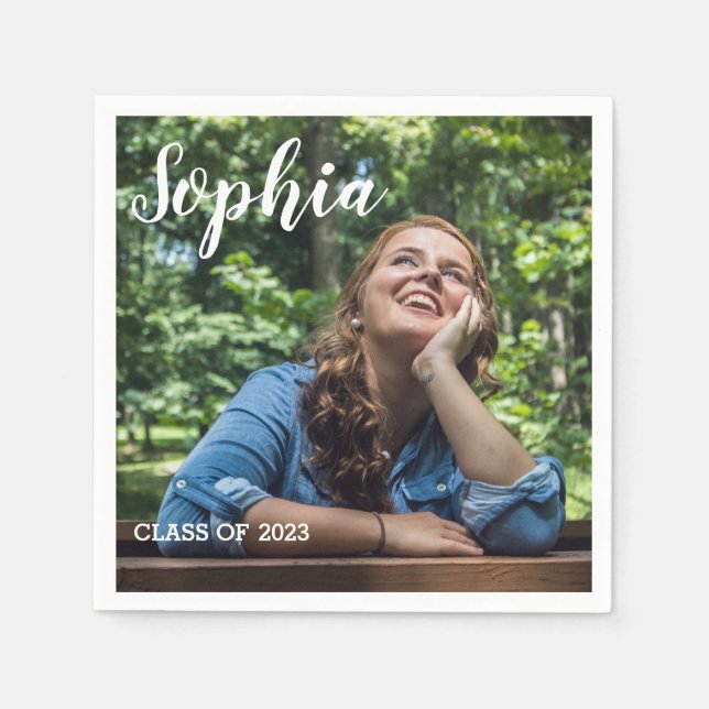 Graduate Personalised Photo Class of 2023  Napkin (Front)